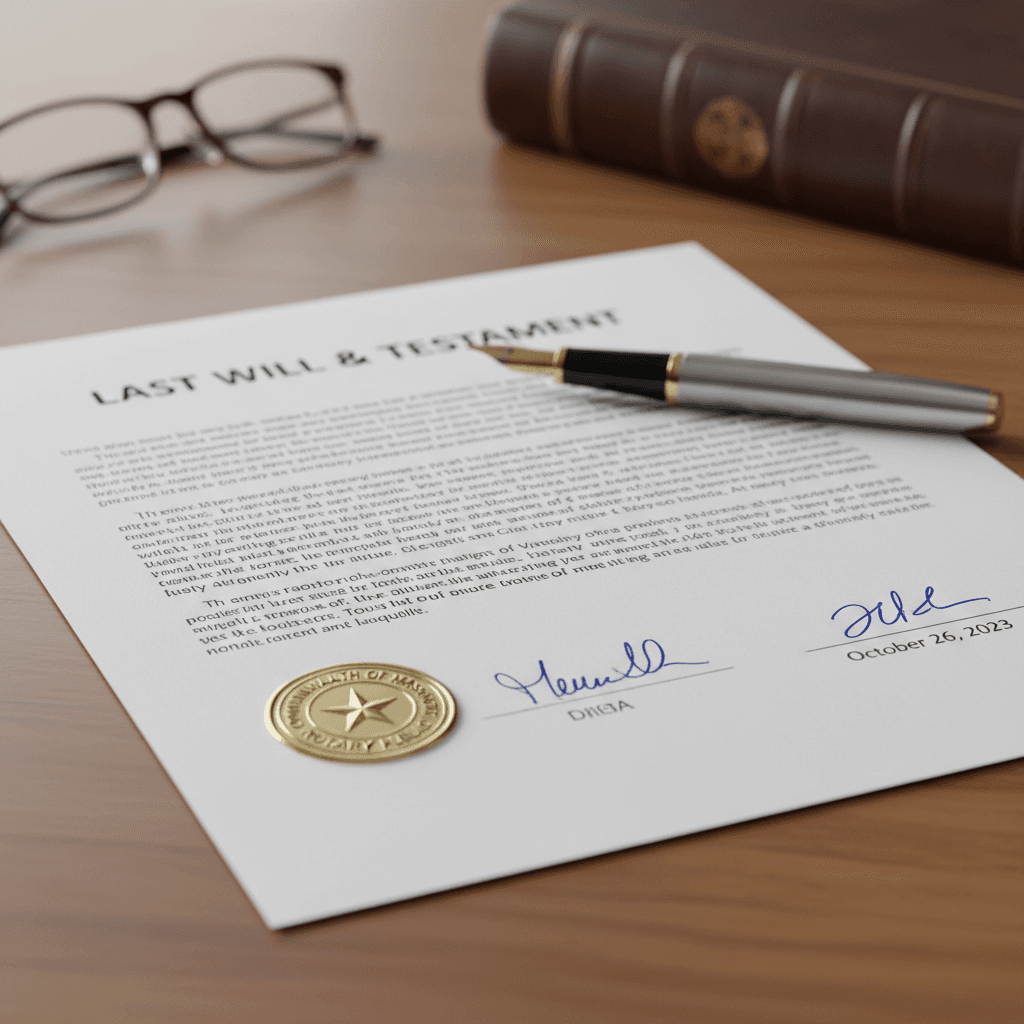 Signed document with notary seal close up